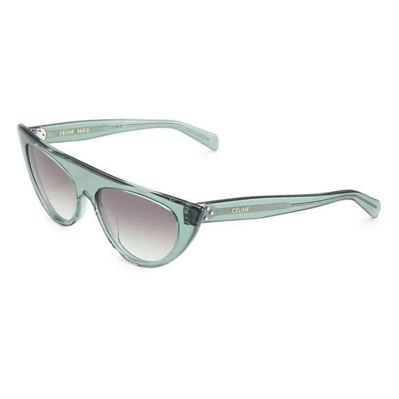 CELINE TRANSPARENT LIGHT GREEN/SMOKE GRADIENT CAT EYE SUNGLASSES CL40228I - Picture 4 of 6